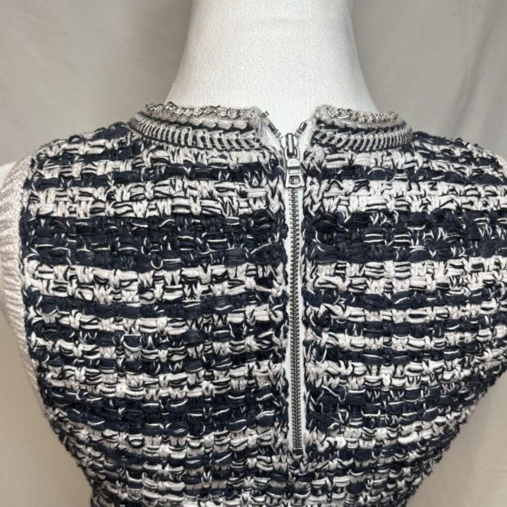 Alice and Olivia Reva Stitch Textured Stripe Sweater Tank Chain Women - Picture 8 of 10